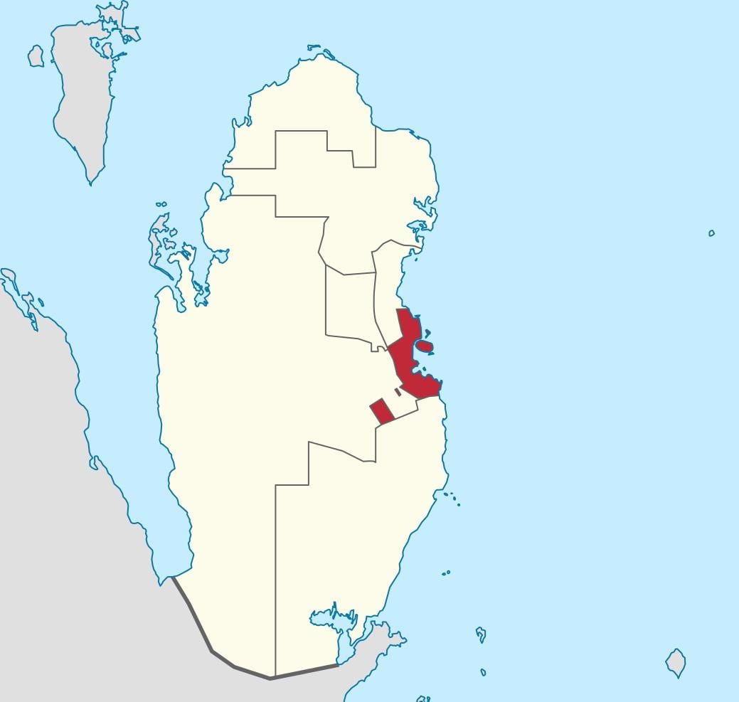 Kort af doha katar staðsetningu á world