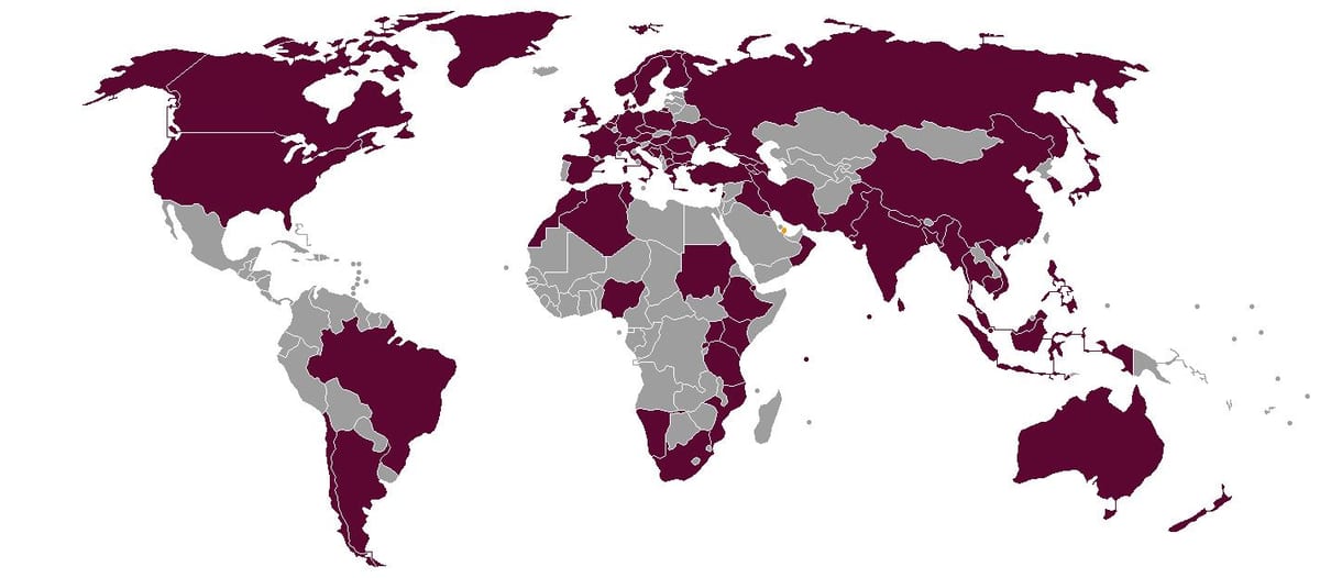 qatar flugfélög áfangastaði kort