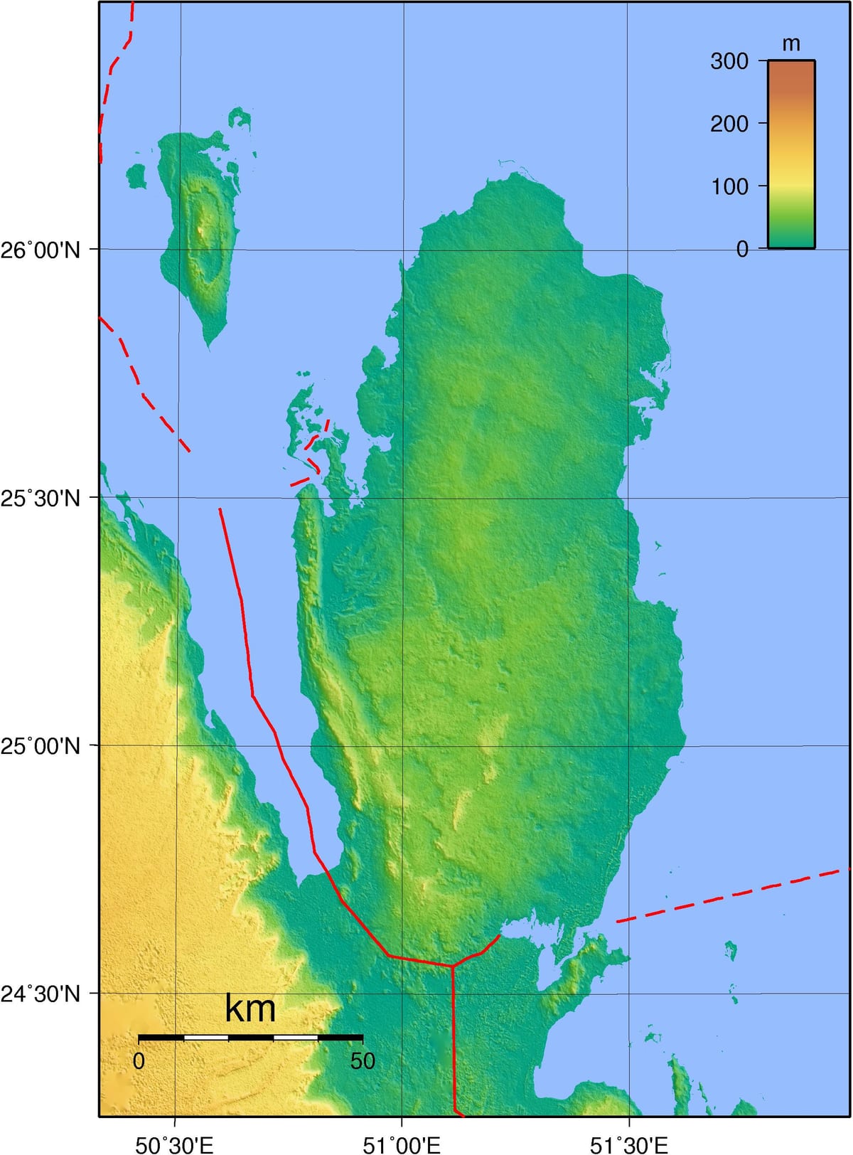 Kort af katar landafræði