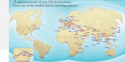 Qatar flug leiðum kort